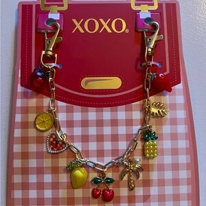 XOXO Gold Bag Bracelet with Fruit/Tropical Charms